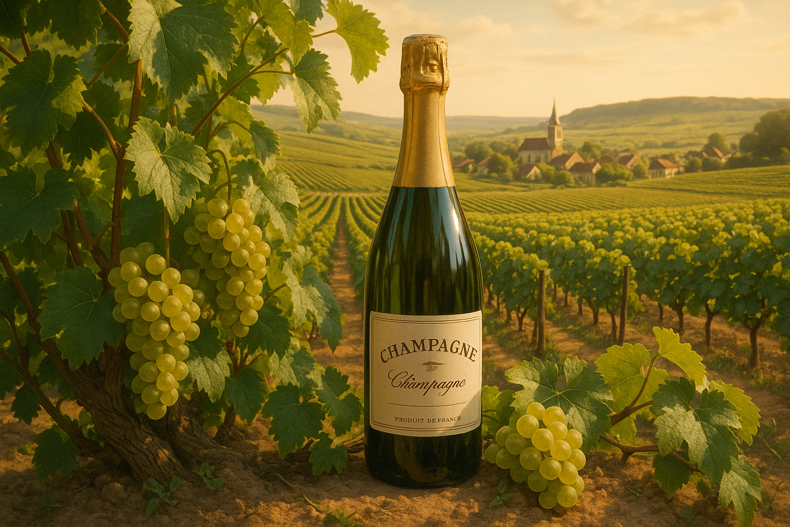 Winzerchampagner im Weinberg Frankreich